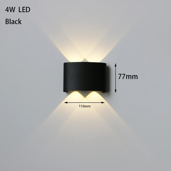 Outdoor Waterproof LED Wall Sconce – Up & Down Light in White & Black Aluminum, IP65 Waterproof, Indoor & Outdoor Use