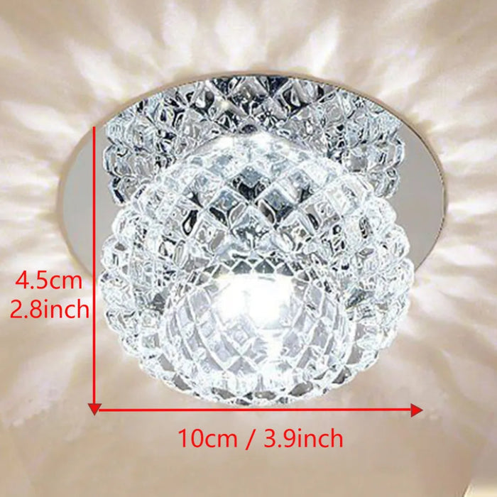 Modern LED Crystal Ceiling Light – Mini Circular Pendant Lamp for Living Room, Kitchen, Aisle, and Corridor (AC85-265V, 6000K White & 3200K Warm White)