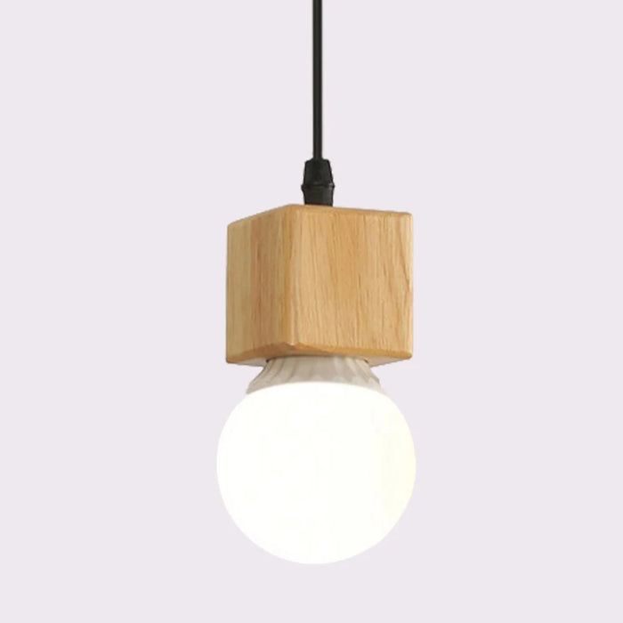 Vintage Industrial Wooden Pendant Light – Rustic Hanging Ceiling Lamp with E27 Socket for Dining, Bedroom, and Living Room