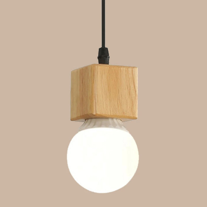 Vintage Industrial Wooden Pendant Light – Rustic Hanging Ceiling Lamp with E27 Socket for Dining, Bedroom, and Living Room
