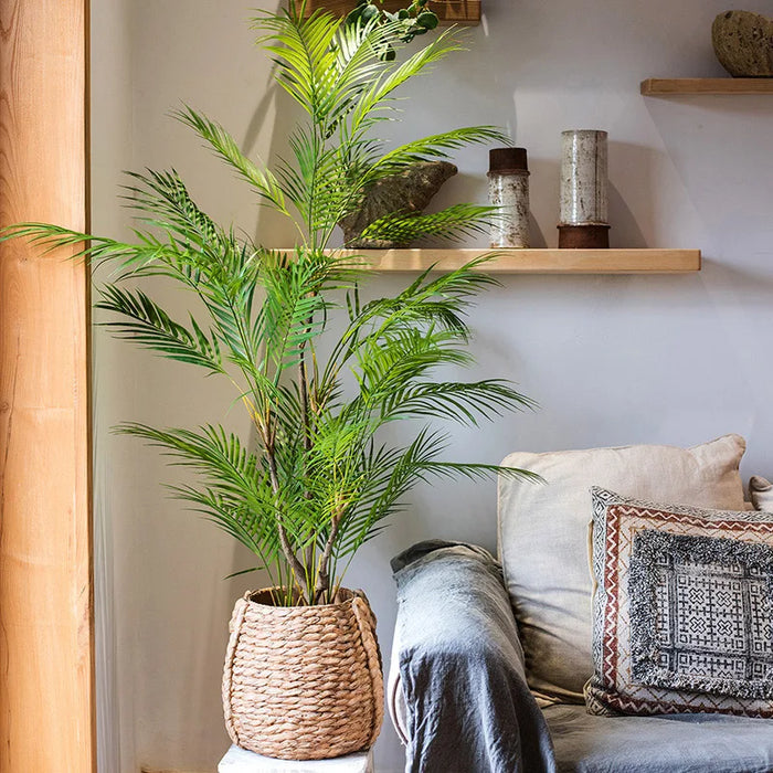 125cm Large Artificial Palm Tree – Tropical Fake Monstera Plant with Green Palm Leaves for Home, Garden, and Office Décor