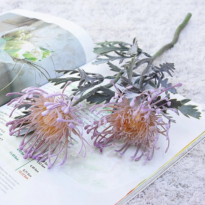 Artificial Crab Claw Flowers – 38cm Pincushion Short Branch for Home, Wedding, and Christmas Decoration