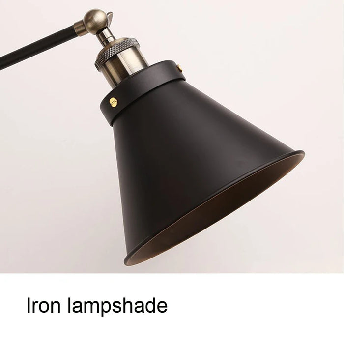 American Retro Loft Industrial Iron Folding Wall Lamp – Modern Bedside, Study, Corridor, and Office Lighting, E27 Socket, No Bulb Included