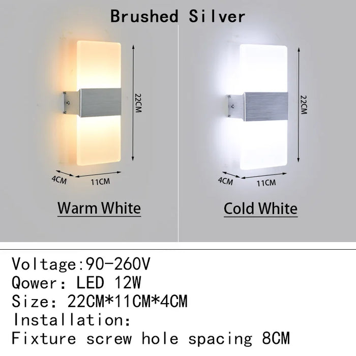 Modern Acrylic LED Wall Lamp – 4W/6W/12W/18W Warm White Indoor Wall Light for Bedroom, Living Room, and Foyer