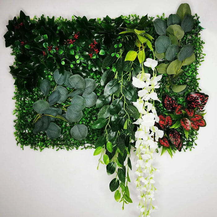 Artificial Grass Plant Panel - Decorative Fake Lawn for Fence & Wall – Silk & Plastic Subtropical Grass, Easy Installation