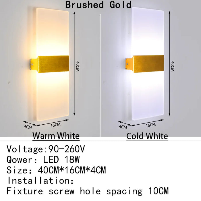 Modern Acrylic LED Wall Lamp – 4W/6W/12W/18W Warm White Indoor Wall Light for Bedroom, Living Room, and Foyer