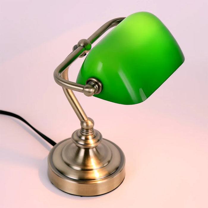 Retro Mini Desk Lamp – Vintage G9 LED Table Light for Bedroom, Office, Café, and Bar with Eye Protection and Glass Shade