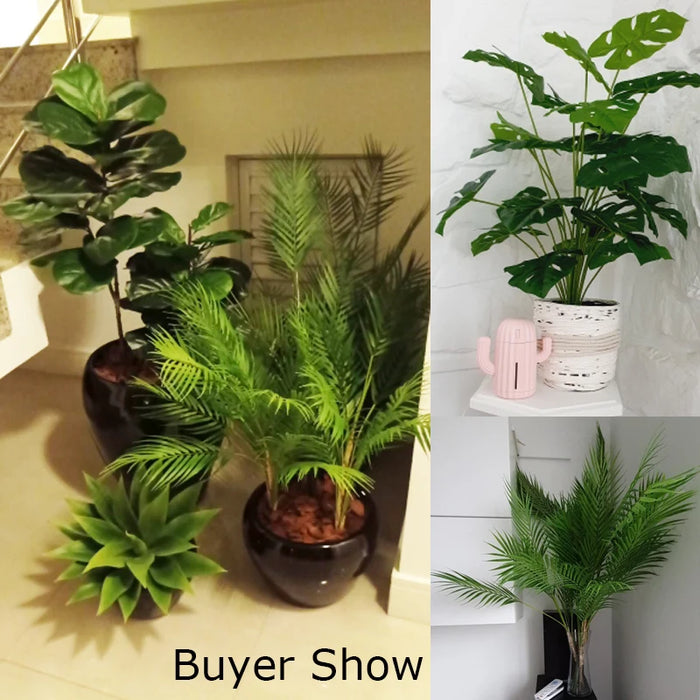 125cm Large Artificial Palm Tree – Tropical Fake Monstera Plant with Green Palm Leaves for Home, Garden, and Office Décor
