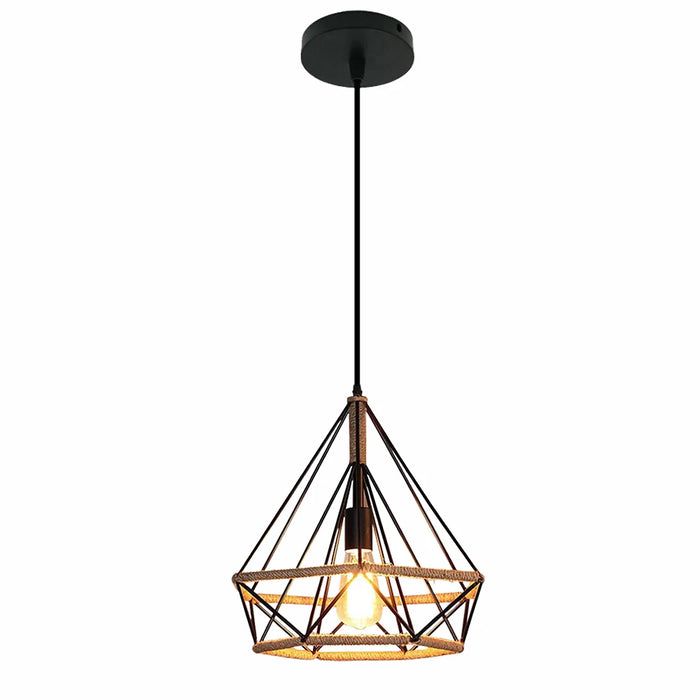 Retro Metal Chandelier – E27 Edison Pendant Light with Black Lampshade for Kitchen, Restaurant, Café, and Living Room