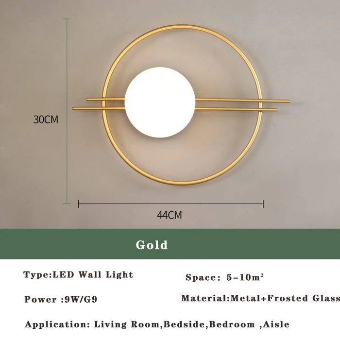 Nordic Golden LED Wall Lamp – 9W G9 Bulb Wall Sconce for Bedroom, Living Room, and Bathroom