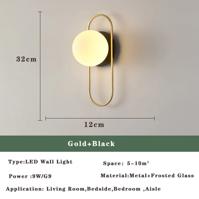 Nordic Golden LED Wall Lamp – 9W G9 Bulb Wall Sconce for Bedroom, Living Room, and Bathroom