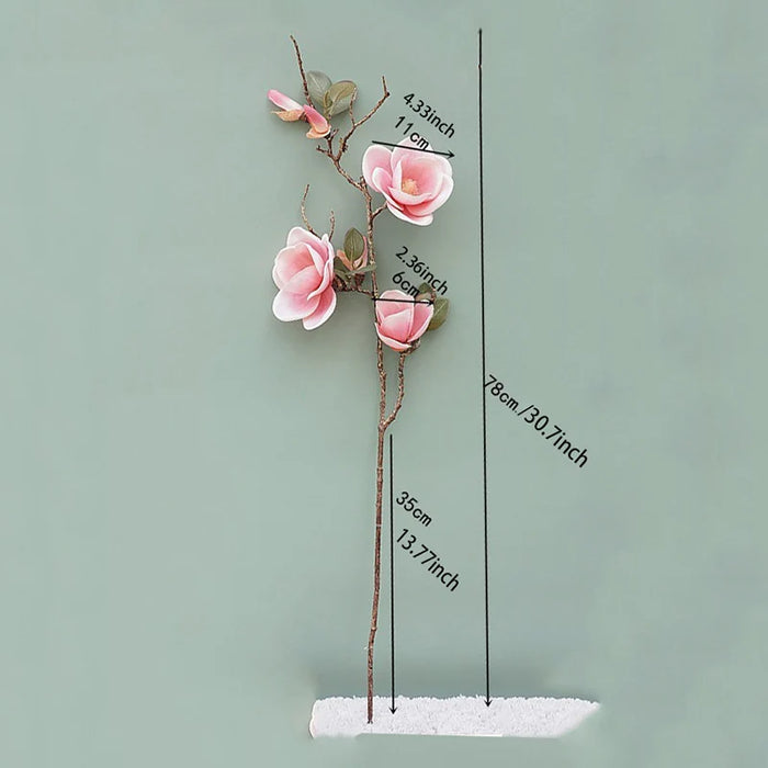 Luxury Magnolia Artificial Silk Flower Branch – 78cm Long for Living Room, Home, and Wedding Decor, Autumn White Orchid Fake Plant