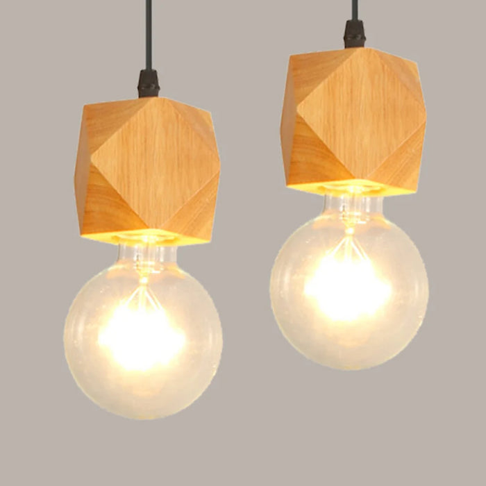 Vintage Industrial Wooden Pendant Light – Rustic Hanging Ceiling Lamp with E27 Socket for Dining, Bedroom, and Living Room