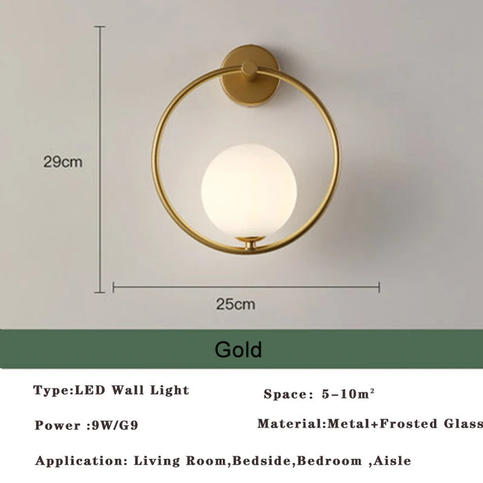 Nordic Golden LED Wall Lamp – 9W G9 Bulb Wall Sconce for Bedroom, Living Room, and Bathroom