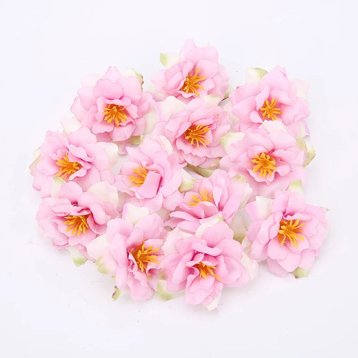 10PCS Artificial Silk Rose & Orchid Flower Heads – 5.5cm Decorative Flowers for DIY Wreaths, Wedding Decorations, and Home Craft Projects
