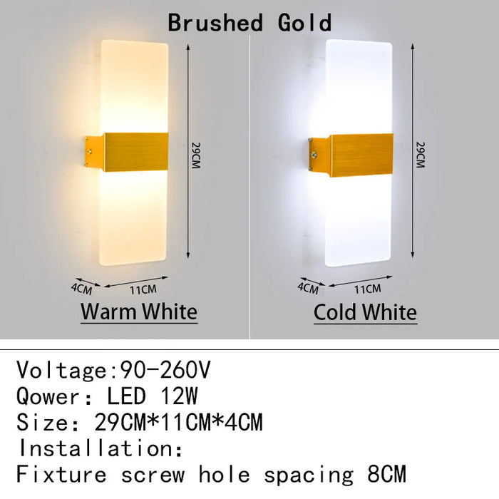 Modern Acrylic LED Wall Lamp – 4W/6W/12W/18W Warm White Indoor Wall Light for Bedroom, Living Room, and Foyer