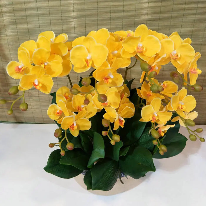 60CM Artificial Phalaenopsis Orchid – Real Touch Fake Flower with Leaves & Butterfly for Home & Wedding Decoration