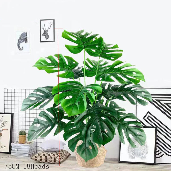 98cm Large Artificial Palm Tree – Monstera Plastic Leaves for Home and Garden Decoration, Lifelike Faux Plant for Indoor/Outdoor Use