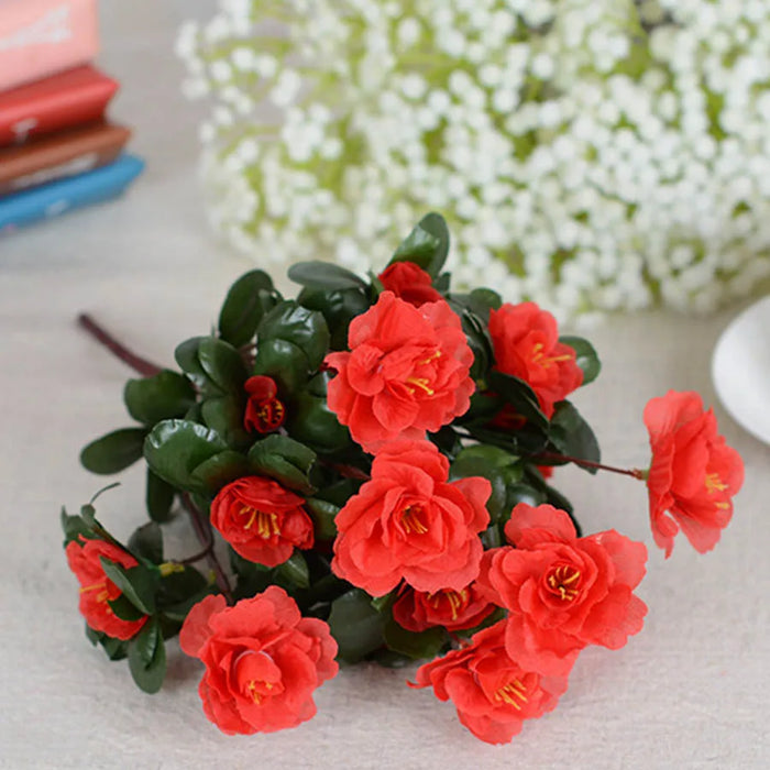 Outdoor Fall Artificial Red Azalea Bush – UV Resistant Faux Flowers for Garden, Home, and Wedding Decor