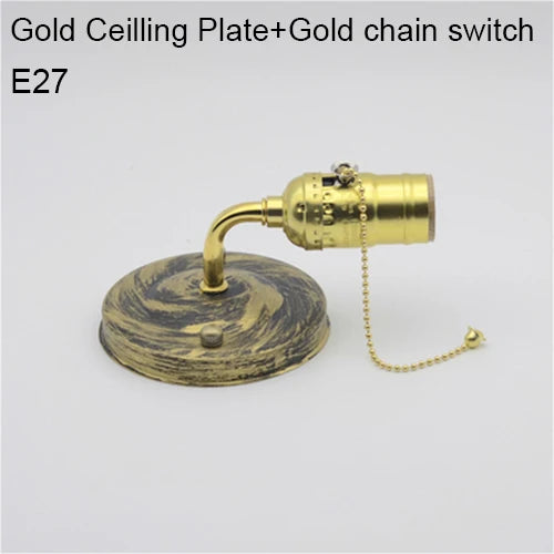 Retro Wall Lamp – Vintage E27 Iron Wall Light with Pull Chain for Bedroom, Staircase, and Dining Room