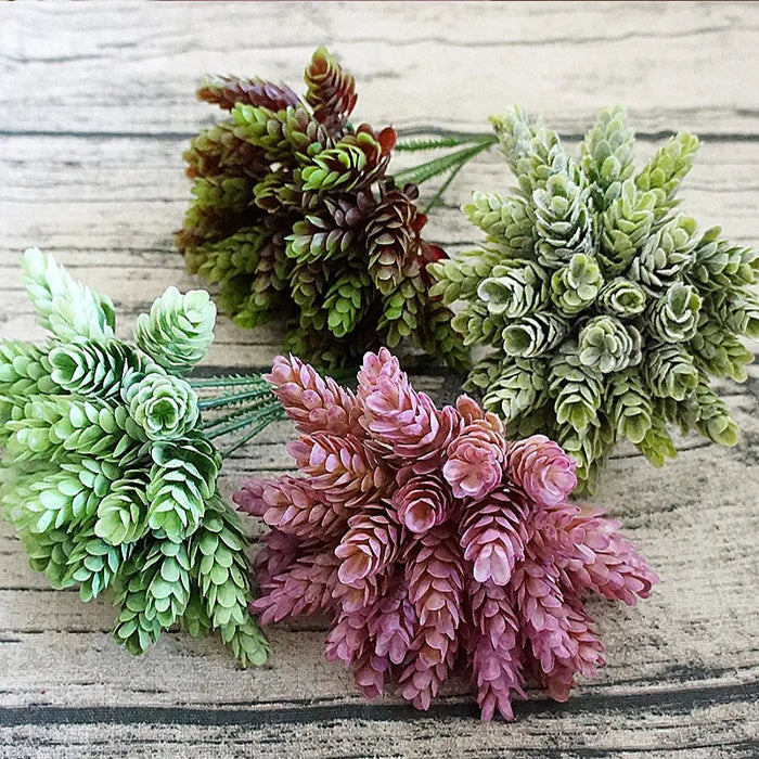30 Heads/Bundle Artificial Pine Cone Pineapple Grass – DIY Home Decoration Vases, Fake Plastic Flower Pompons for Anniversary, Wedding, and Parties