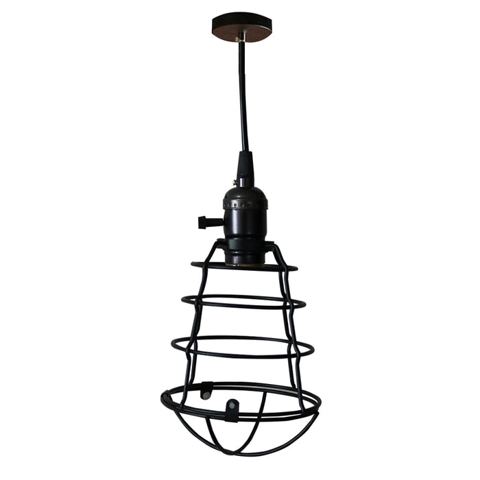 Retro Metal Chandelier – E27 Edison Pendant Light with Black Lampshade for Kitchen, Restaurant, Café, and Living Room