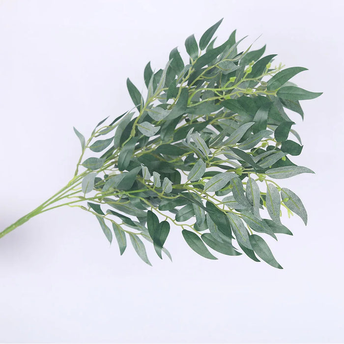 5 Branches Artificial Willow Bouquet – Silk Faux Green Leaves for Home, Wedding, and Jungle Party Decoration
