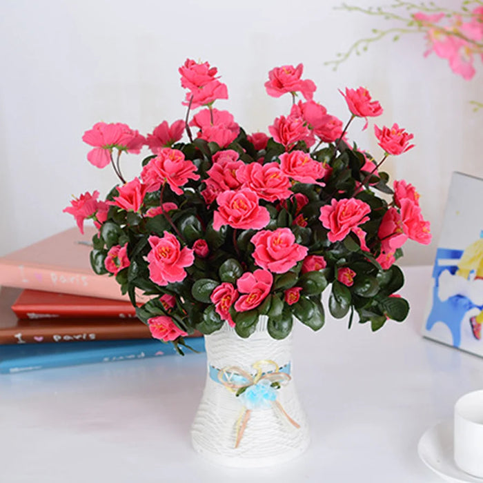 Outdoor Fall Artificial Red Azalea Bush – UV Resistant Faux Flowers for Garden, Home, and Wedding Decor