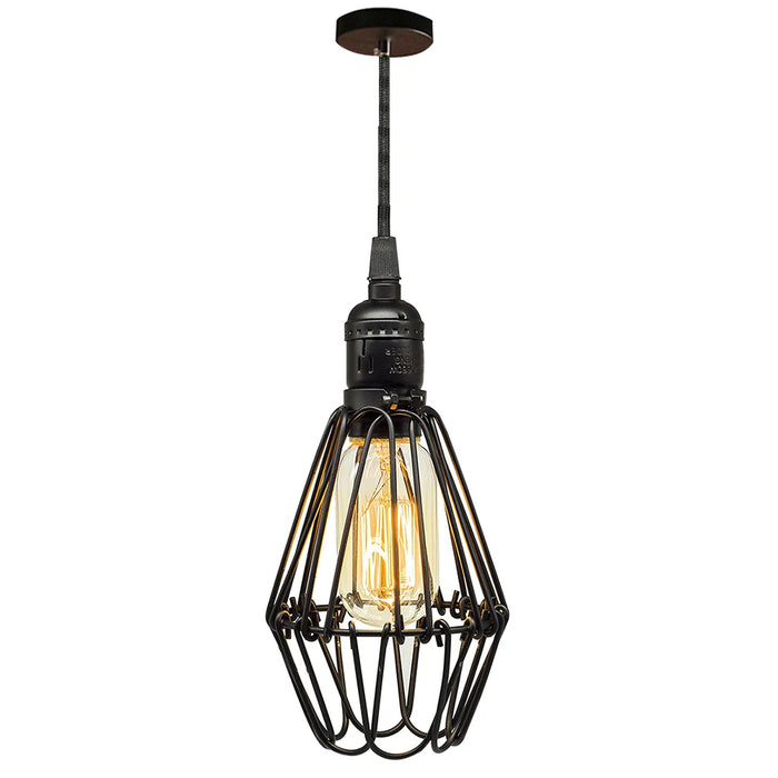 Retro Metal Chandelier – E27 Edison Pendant Light with Black Lampshade for Kitchen, Restaurant, Café, and Living Room