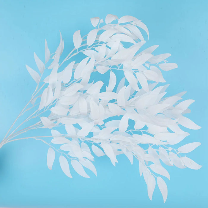 5 Branches Artificial Willow Bouquet – Silk Faux Green Leaves for Home, Wedding, and Jungle Party Decoration