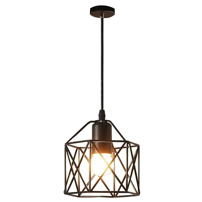 Retro Metal Chandelier – E27 Edison Pendant Light with Black Lampshade for Kitchen, Restaurant, Café, and Living Room