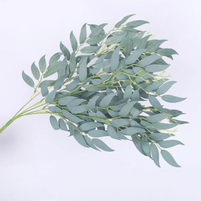5 Branches Artificial Willow Bouquet – Silk Faux Green Leaves for Home, Wedding, and Jungle Party Decoration