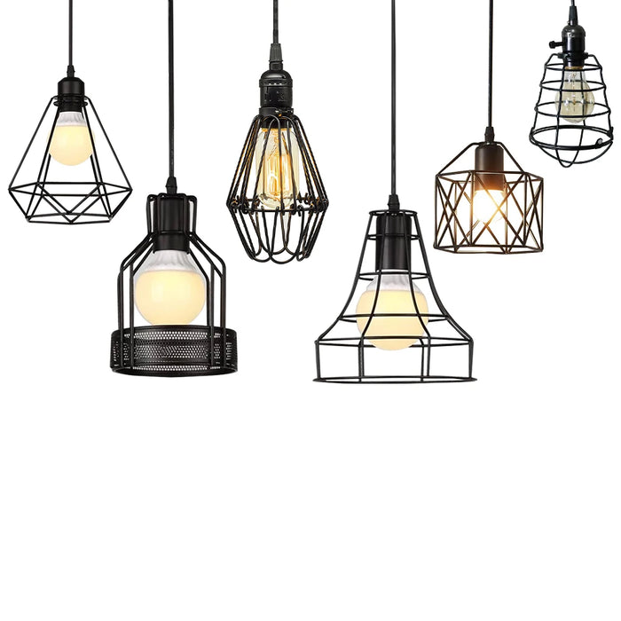 Retro Metal Chandelier – E27 Edison Pendant Light with Black Lampshade for Kitchen, Restaurant, Café, and Living Room