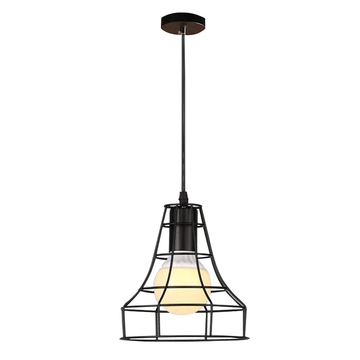 Retro Metal Chandelier – E27 Edison Pendant Light with Black Lampshade for Kitchen, Restaurant, Café, and Living Room