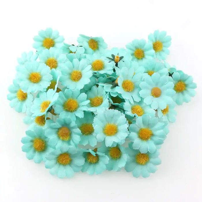 100PC Mini Daisy Artificial Silk Flowers – 2.5cm Decorative Flower Heads for Party, Wedding, and Home Decor (No Stem)