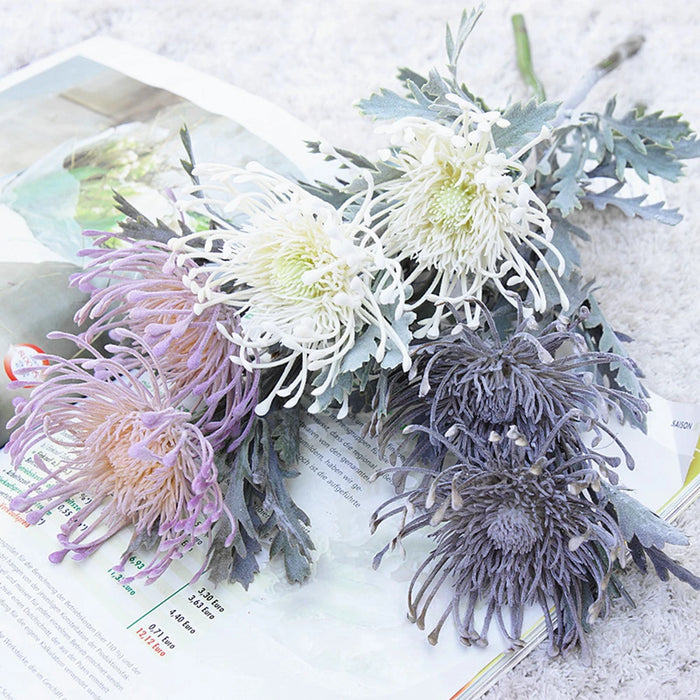 Artificial Crab Claw Flowers – 38cm Pincushion Short Branch for Home, Wedding, and Christmas Decoration
