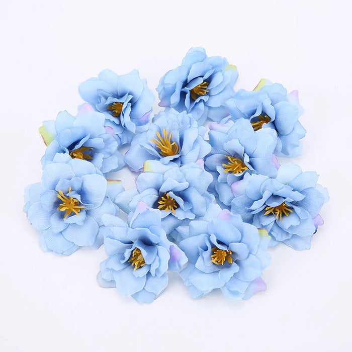 10PCS Artificial Silk Rose & Orchid Flower Heads – 5.5cm Decorative Flowers for DIY Wreaths, Wedding Decorations, and Home Craft Projects