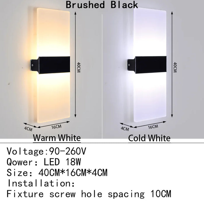 Modern Acrylic LED Wall Lamp – 4W/6W/12W/18W Warm White Indoor Wall Light for Bedroom, Living Room, and Foyer