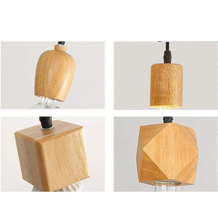 Vintage Industrial Wooden Pendant Light – Rustic Hanging Ceiling Lamp with E27 Socket for Dining, Bedroom, and Living Room