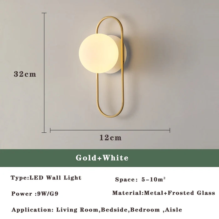 Nordic Golden LED Wall Lamp – 9W G9 Bulb Wall Sconce for Bedroom, Living Room, and Bathroom