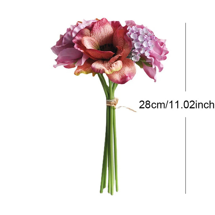 Beautiful Nordic Peony & Anemone Artificial White Silk Flowers Bouquet – Wedding, Home Decor, DIY, and Scrapbook Craft Accessories