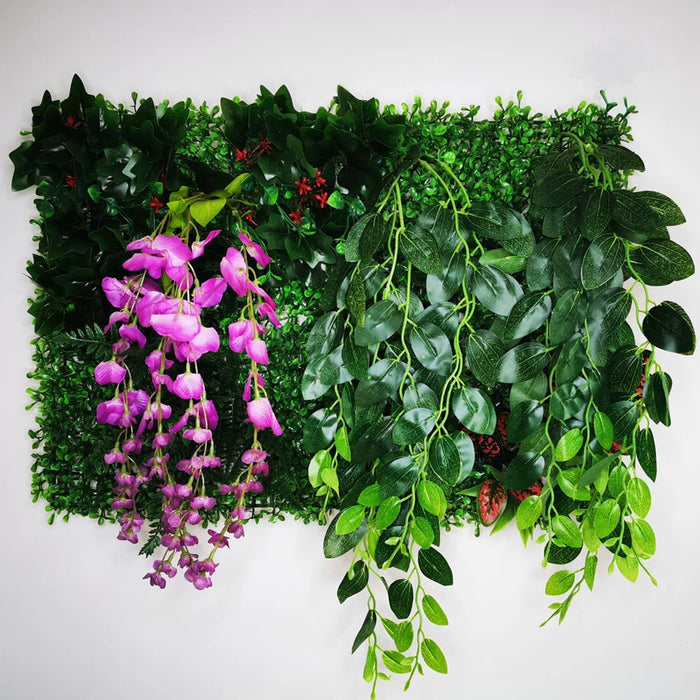 Artificial Grass Plant Panel - Decorative Fake Lawn for Fence & Wall – Silk & Plastic Subtropical Grass, Easy Installation