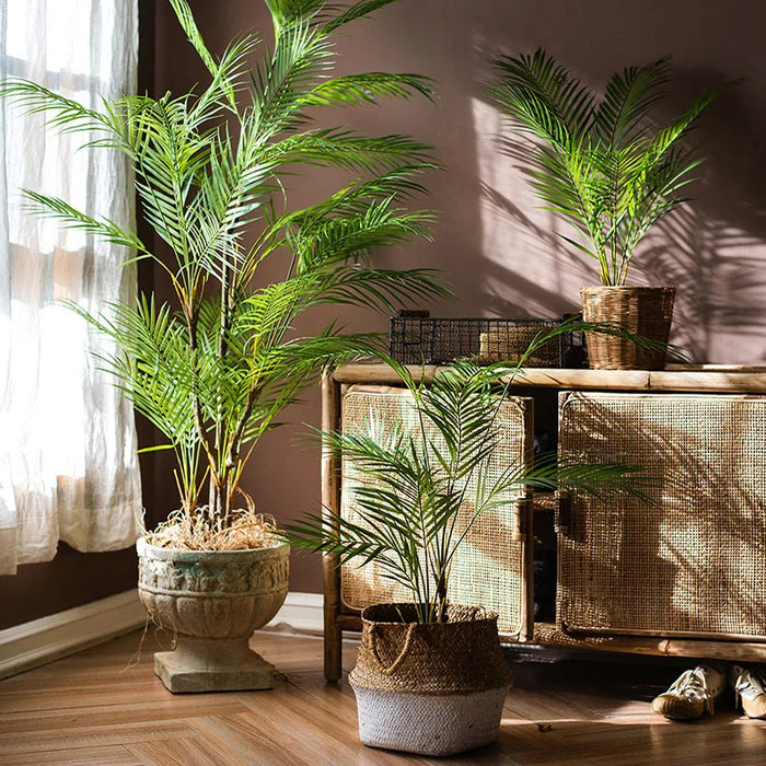 125cm Large Artificial Palm Tree – Tropical Fake Monstera Plant with Green Palm Leaves for Home, Garden, and Office Décor