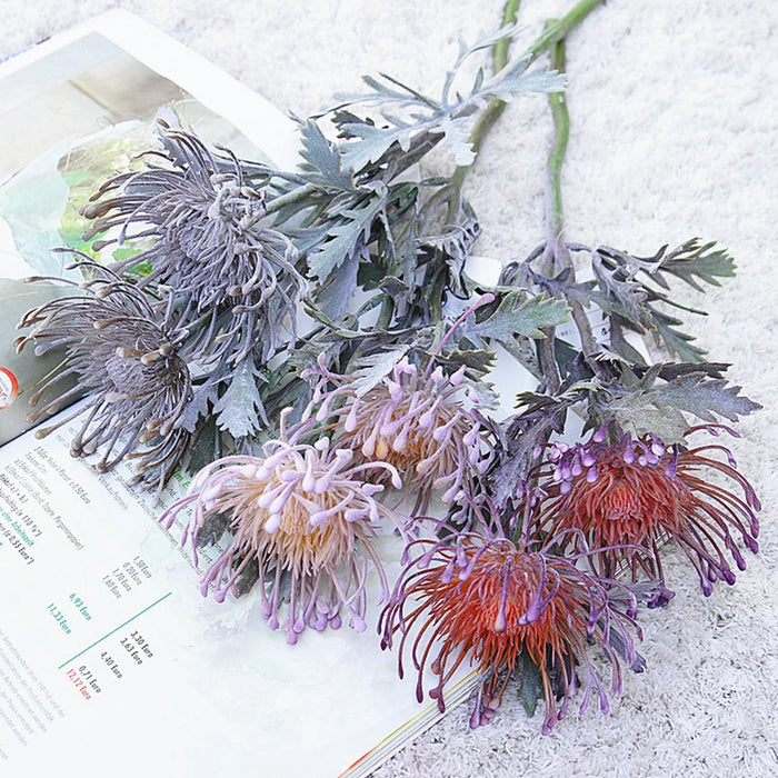 Artificial Crab Claw Flowers – 38cm Pincushion Short Branch for Home, Wedding, and Christmas Decoration