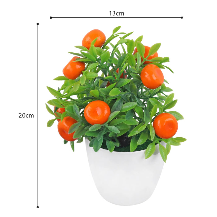 Artificial Bonsai Tree – Potted Orange Pomegranate & Chili Fruit Miniature Plant for Home and Table Decoration