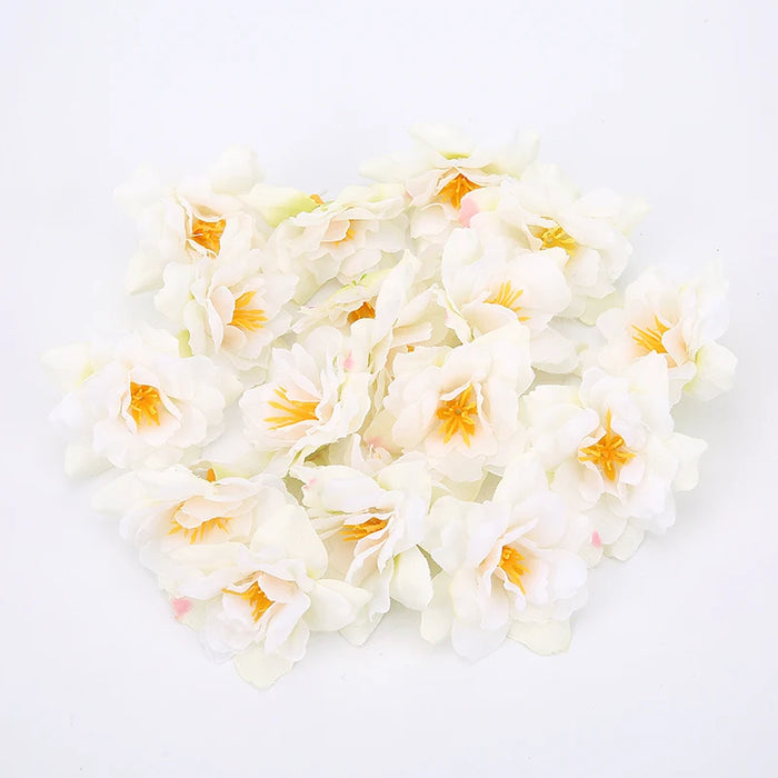 10PCS Artificial Silk Rose & Orchid Flower Heads – 5.5cm Decorative Flowers for DIY Wreaths, Wedding Decorations, and Home Craft Projects