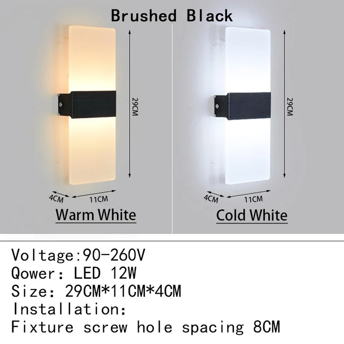 Modern Acrylic LED Wall Lamp – 4W/6W/12W/18W Warm White Indoor Wall Light for Bedroom, Living Room, and Foyer