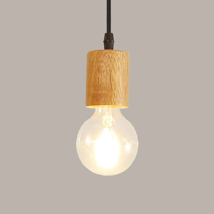 Vintage Industrial Wooden Pendant Light – Rustic Hanging Ceiling Lamp with E27 Socket for Dining, Bedroom, and Living Room