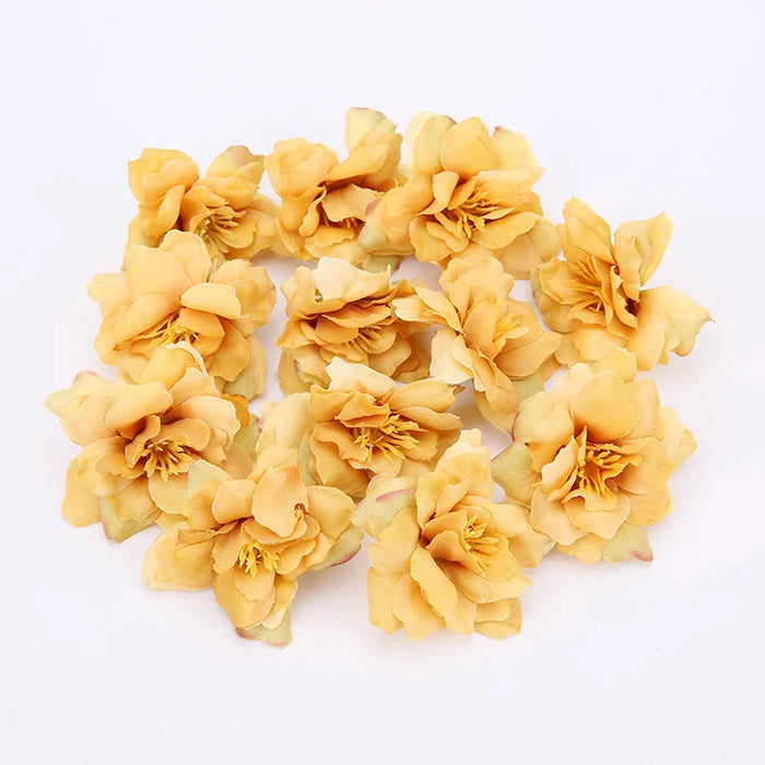 10PCS Artificial Silk Rose & Orchid Flower Heads – 5.5cm Decorative Flowers for DIY Wreaths, Wedding Decorations, and Home Craft Projects