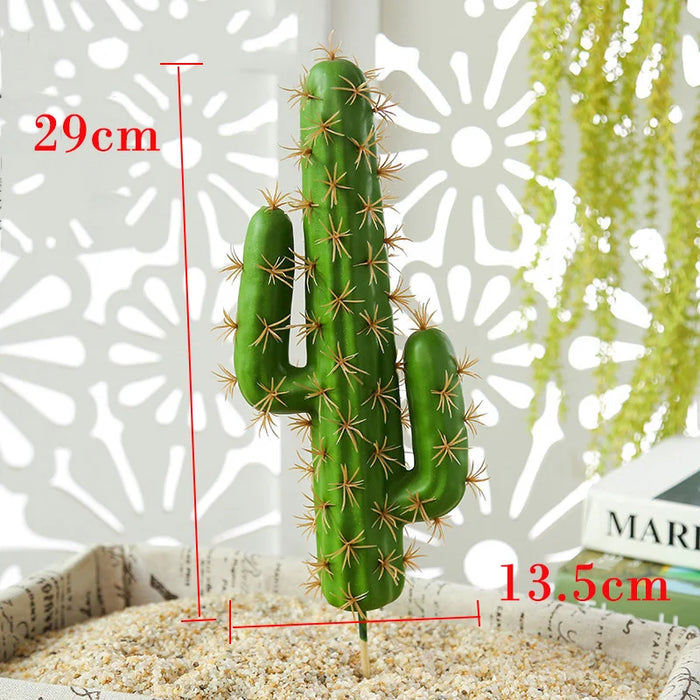 Artificial Cactus Decor – 30-43cm Faux Desert Cactus Plant with 3 Heads for Home, Office, and Wedding Decoration